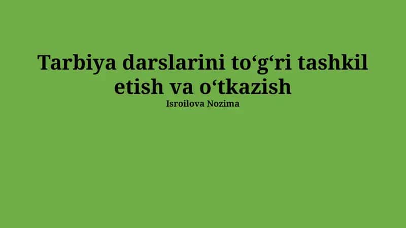 Tarbiya Darslarini Rejalashtirish 1