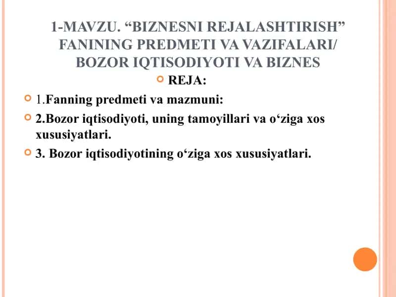BIZNESNI REJALASHTIRISH 1
