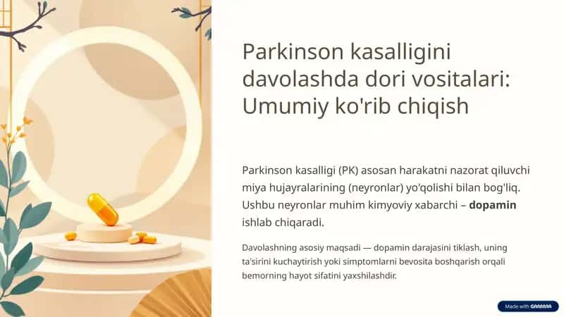 Parkinson kasalligini davolashda dori vositalari 1