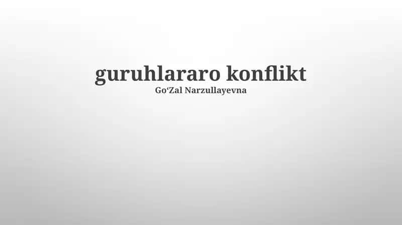 Guruhlararo konflikt 1