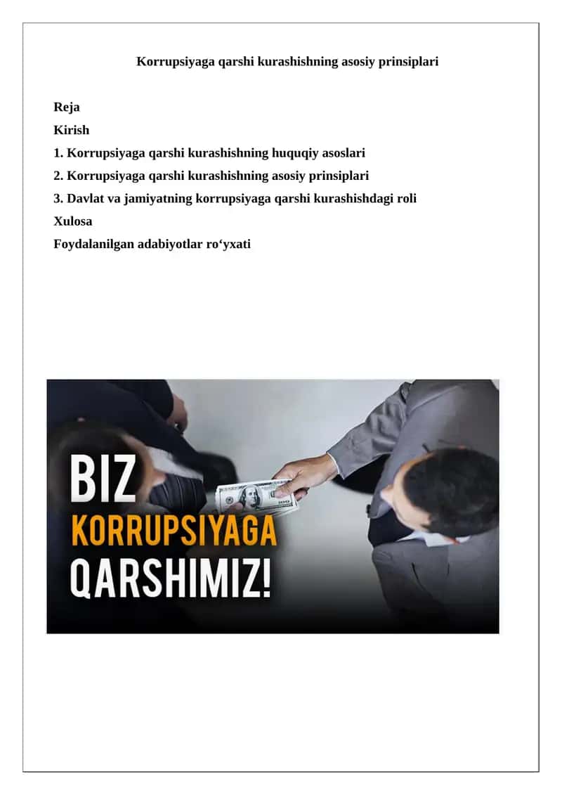 Korrupsiyaga qarshi kurashishning asosiy prinsiplari 1