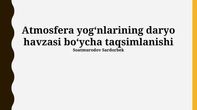 Atmosfera yogʻnlarining daryo havzasi boʻycha taqsimlanishi 1
