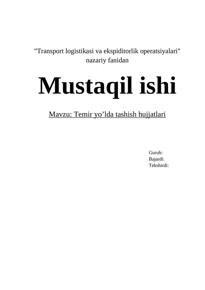 Temir yo’lda tashish hujjatlari 1