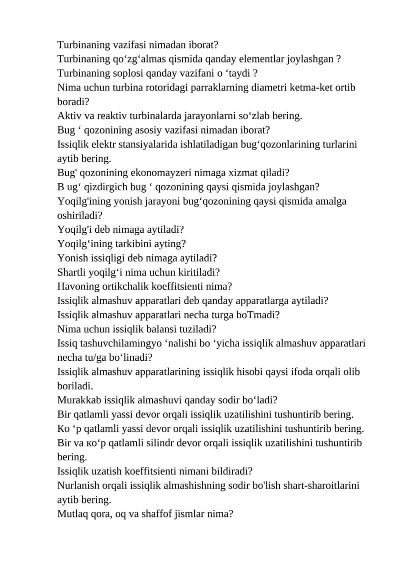 Turbinaning vazifasi 1