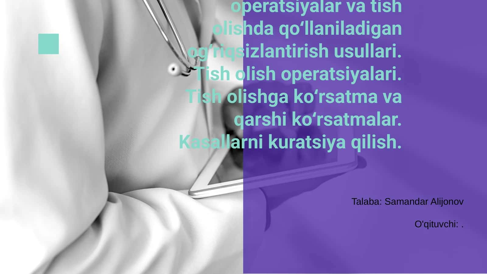 Stomatologik Operatsiyalar va Og‘riqsizlantirish Usullari 1