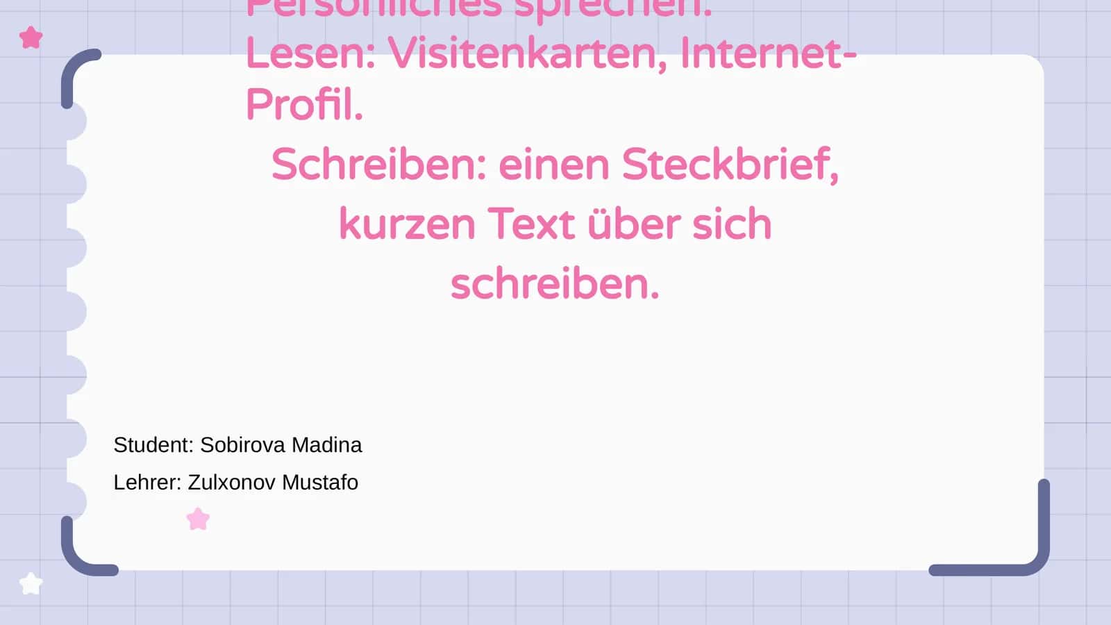 Angaben zur Person 1