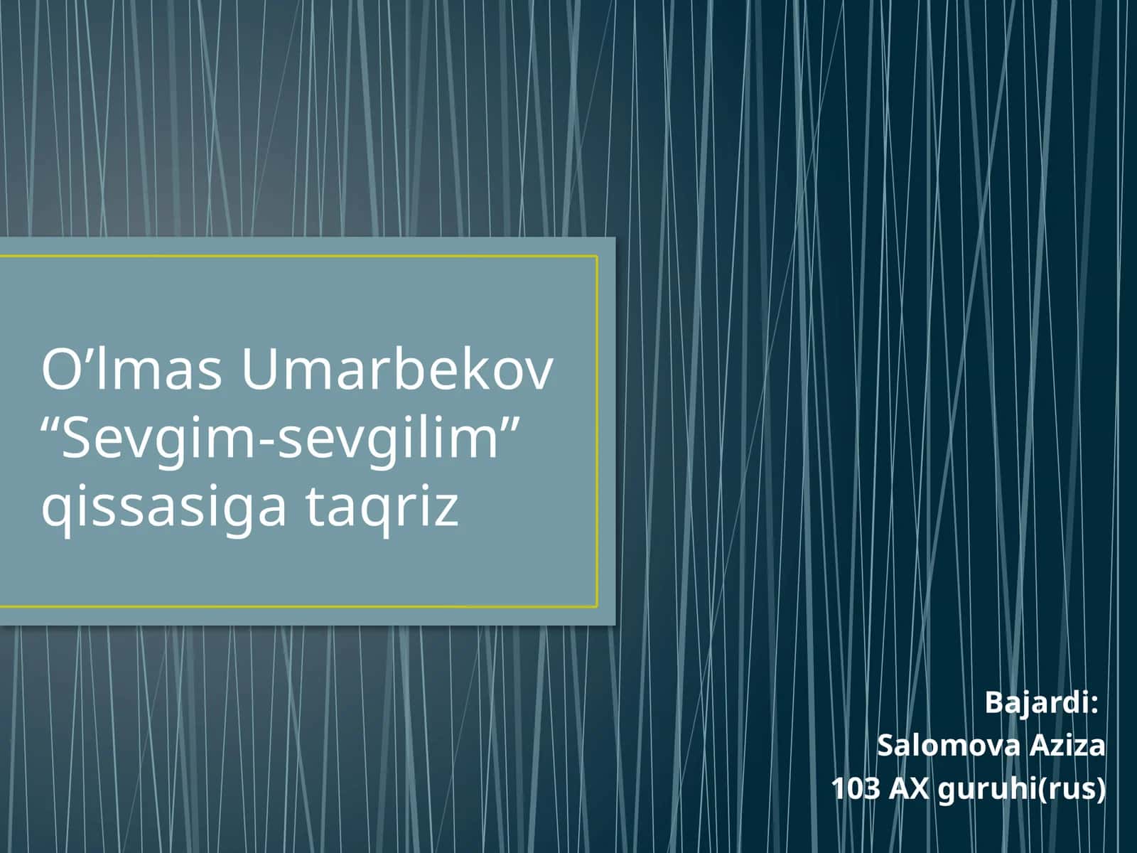 “Sevgim-sevgilim” qissasiga taqriz 1