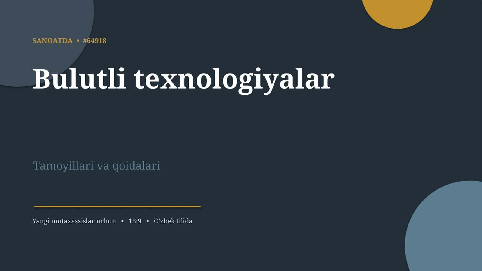 Bulutli texnologiyalar Tamoyillari va qoidalari 1