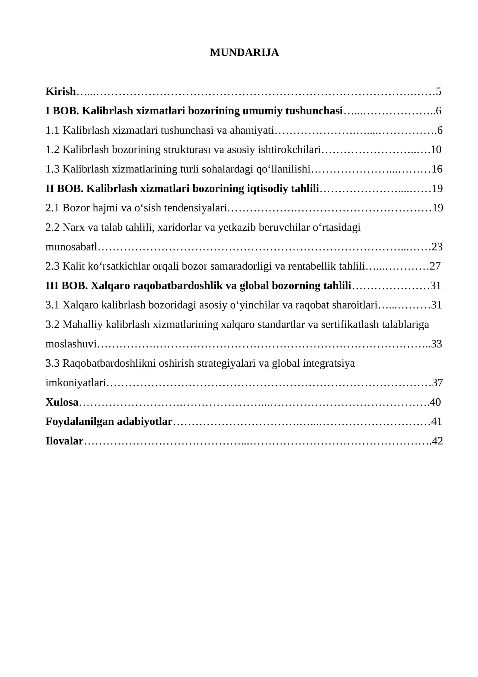 Kalibrlash xizmatlari bozorining umumiy tushunchasi 1