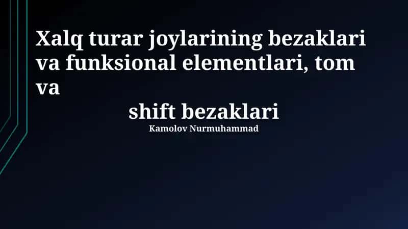 Shift Materiallari va Ularning Xususiyatlari 1