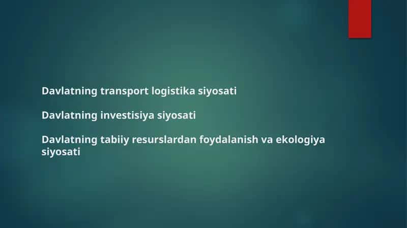 Davlatning transport logistika siyosati 1