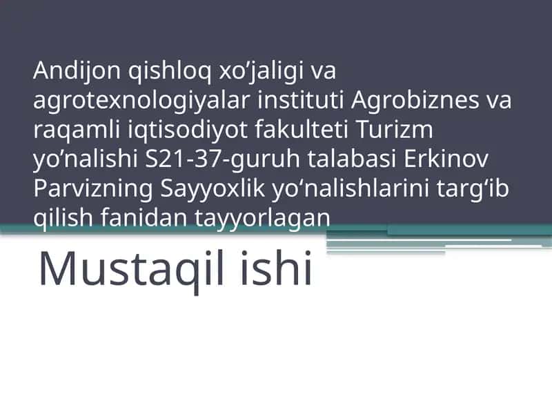 Turizm yo’nalishi 1