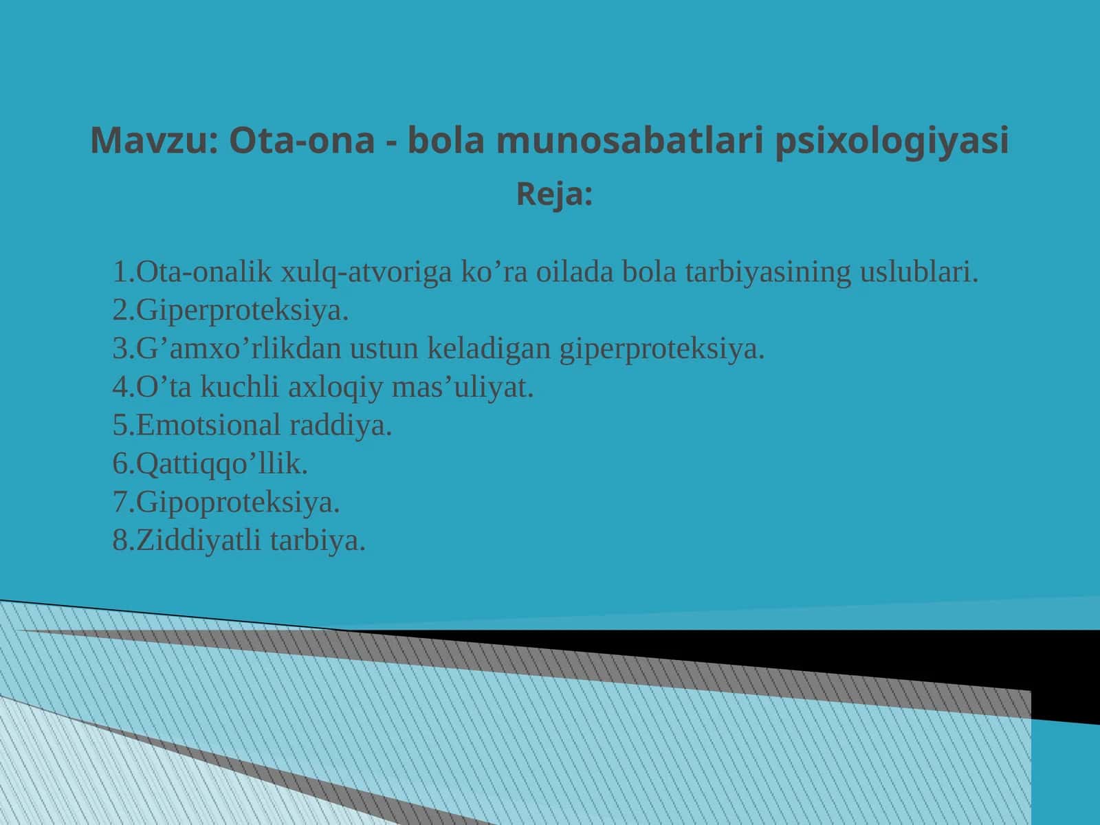 Ota-ona - bola munosabatlari psixologiyasi 1