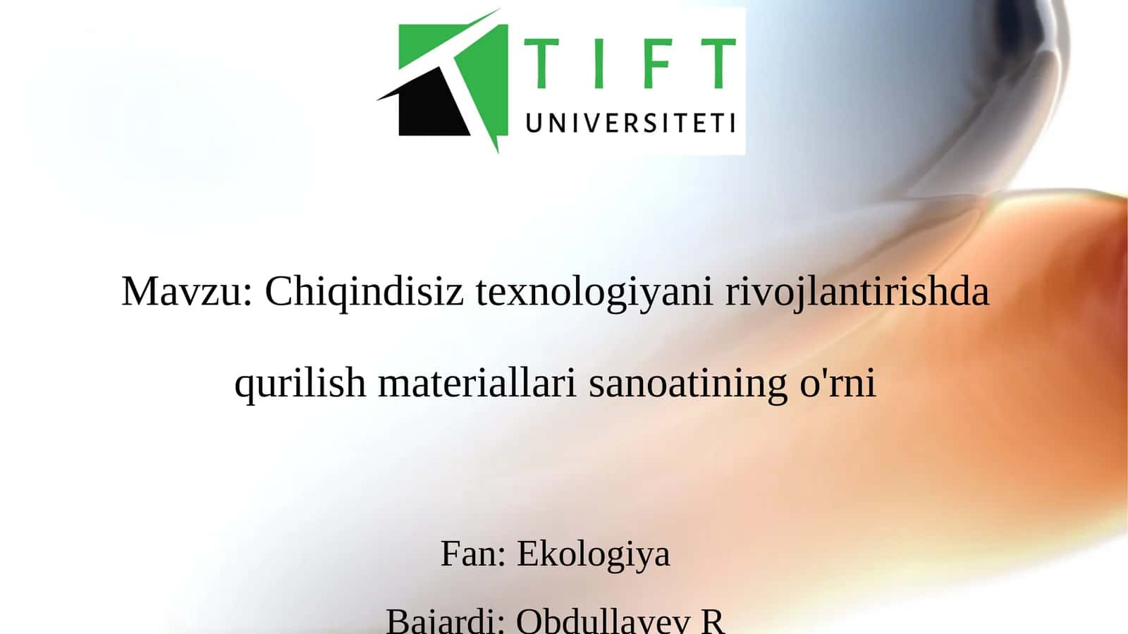 Chiqindisiz texnologiyani rivojlantirishda qurilish materiallari sanoatining o'rni 1