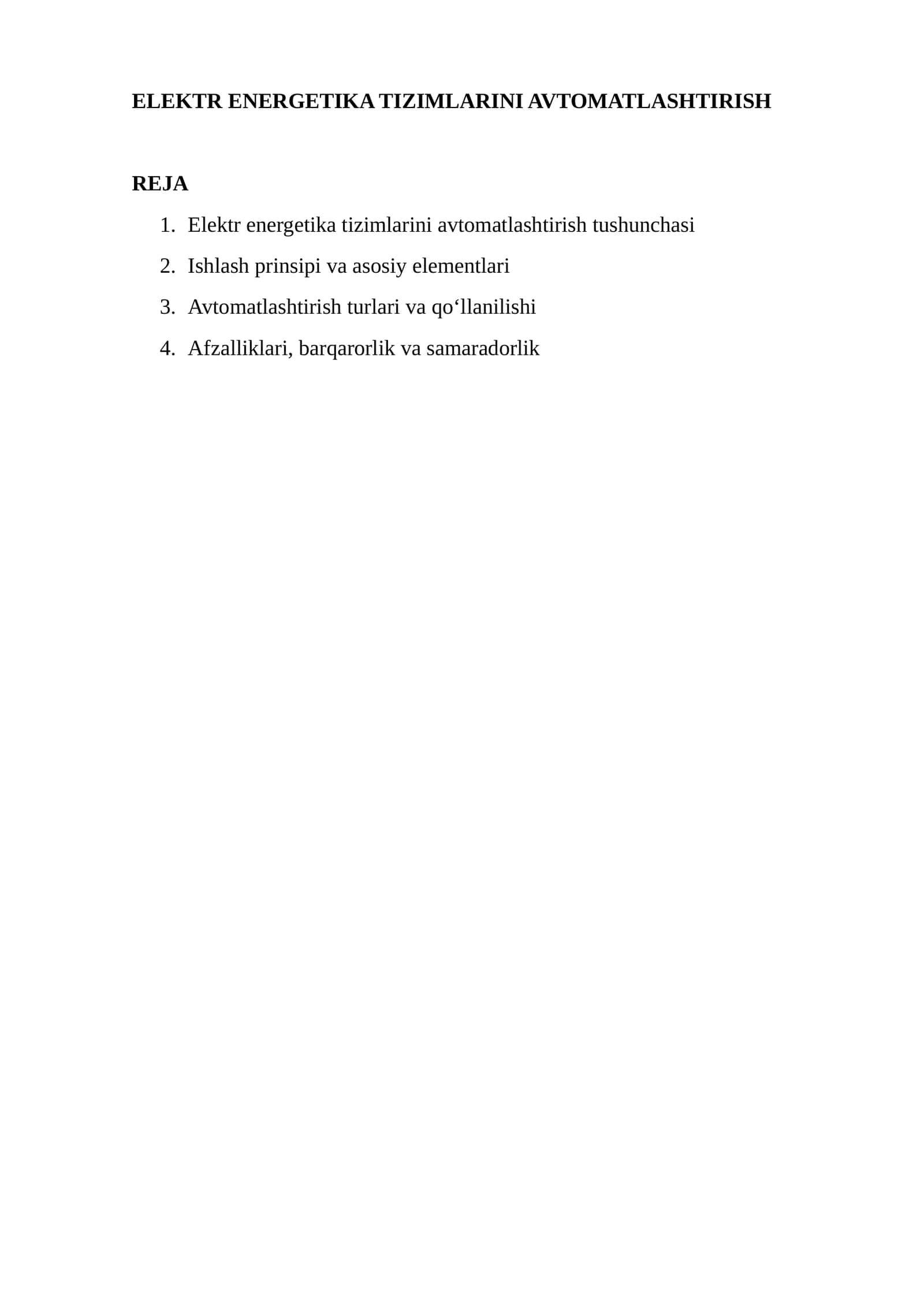 Elektr energetika tizimlarini avtomatlashtirish 1