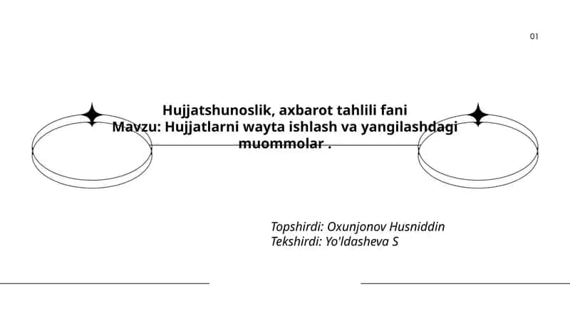 Hujjatshunoslik, axbarot tahlili fani 1