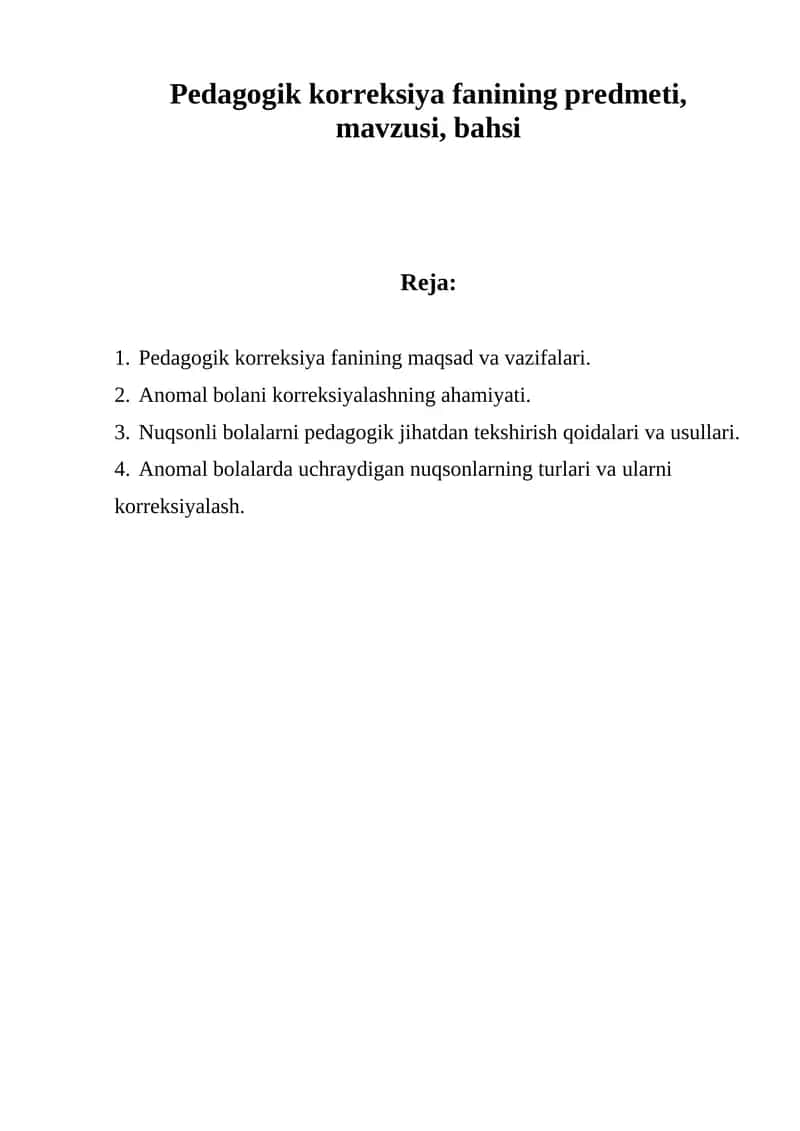 Pedagogik korreksiya fani 1