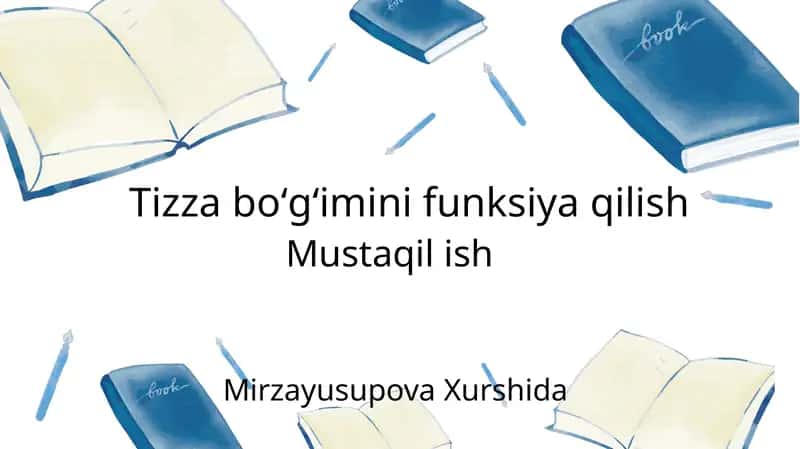tizza boʻgʻimini funksiya qilish 1