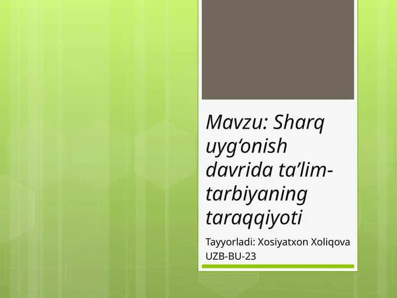 Al-Xorazmiyning matematika fanining rivojlanishi 1