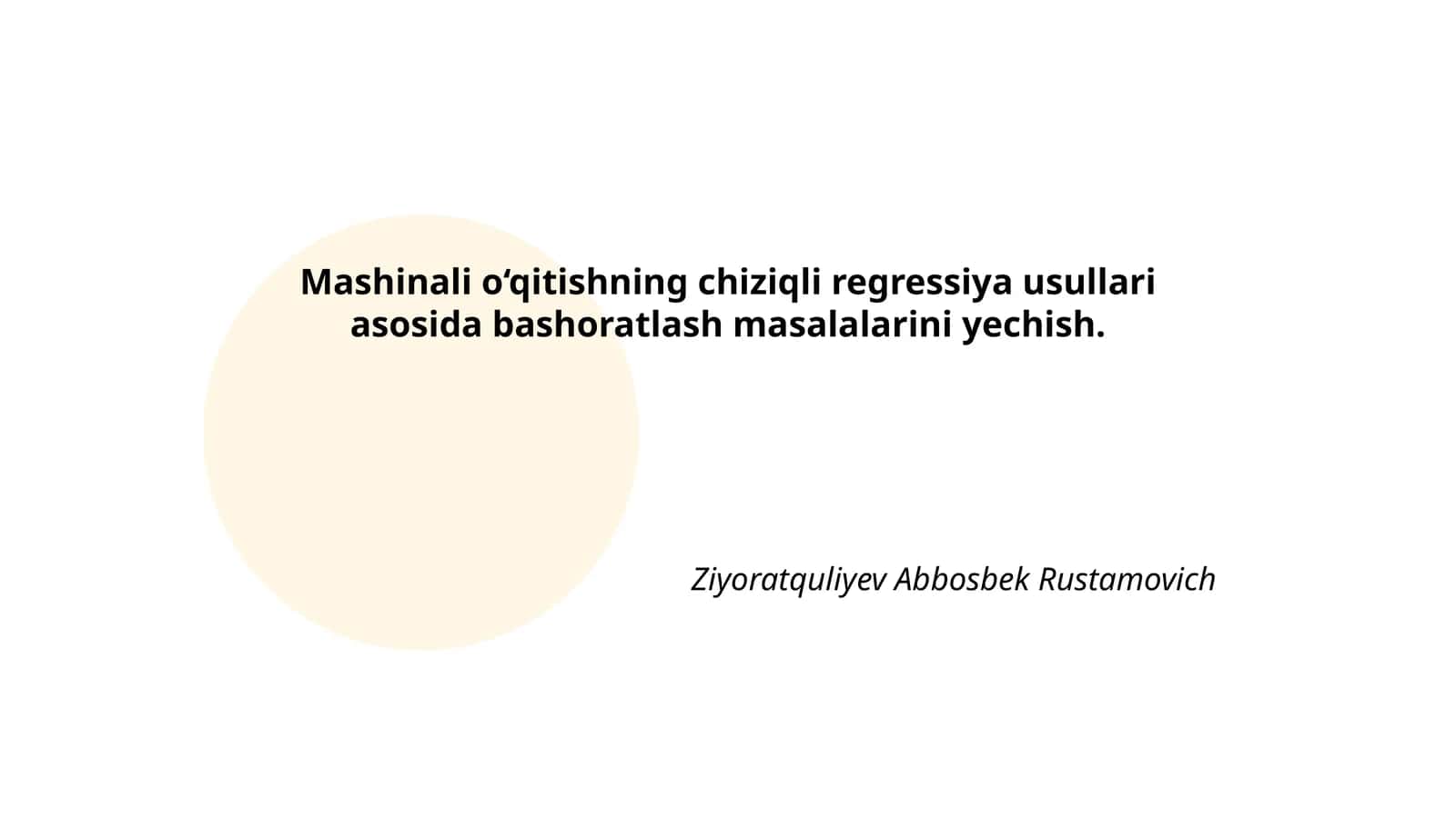 Mashinali o‘qitishning chiziqli regressiya usullari 1