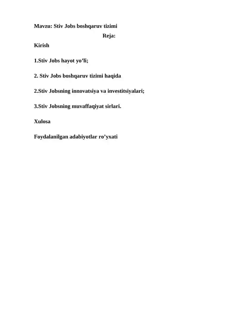 Stiv Jobs boshqaruv tizimi