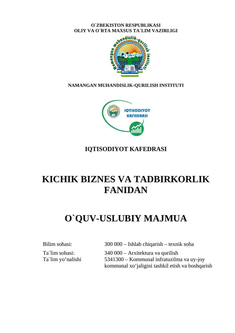 Kichik biznes va tadbirkorlik 1