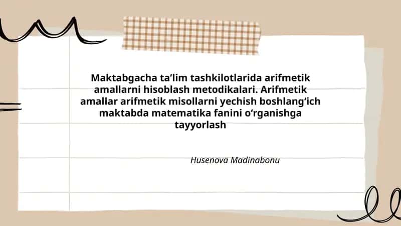 Arifmetik amallarni hisoblash metodikalari 1