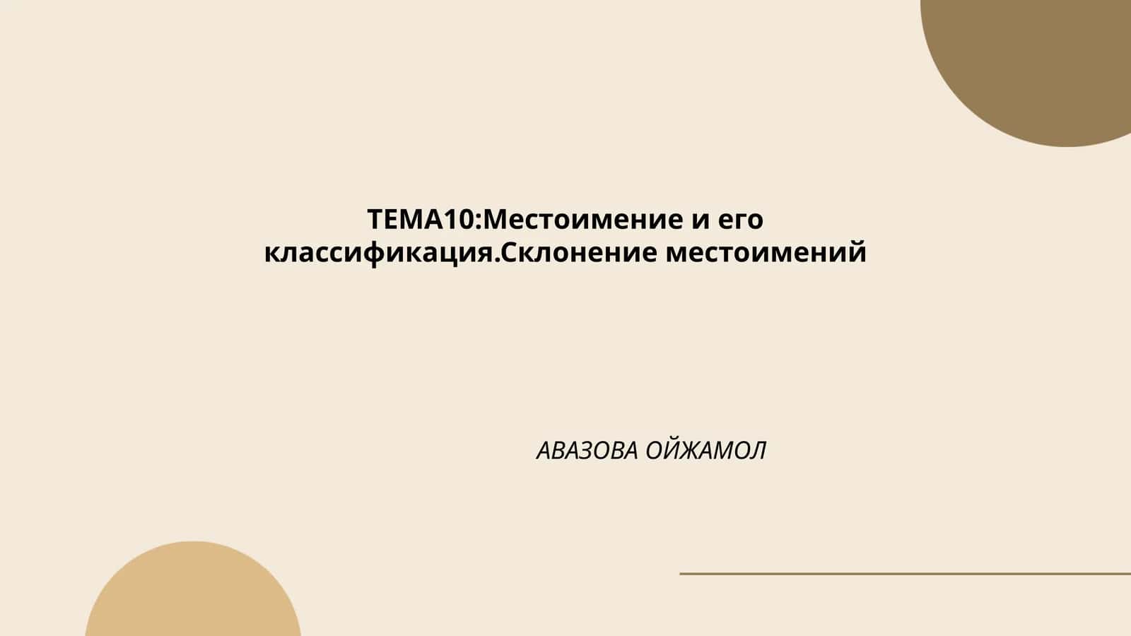 Местоимение и его классификация. Склонение местоимений 1