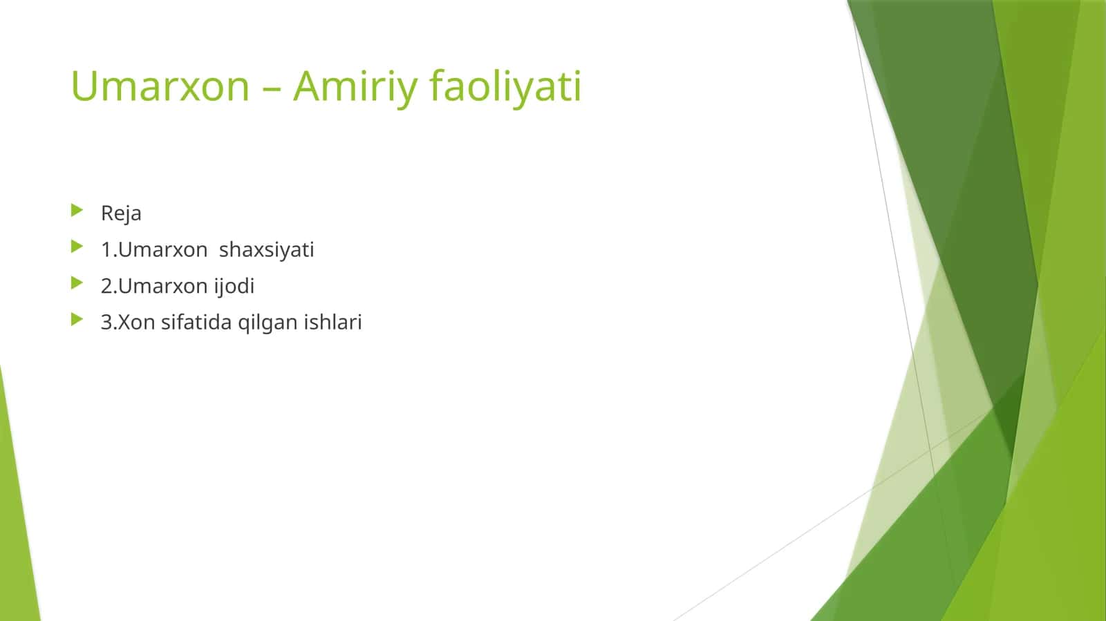 Umarxon–Amiriy faoliyati 1