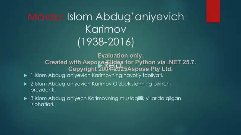 Islom Abdug’aniyevich Karimov 1