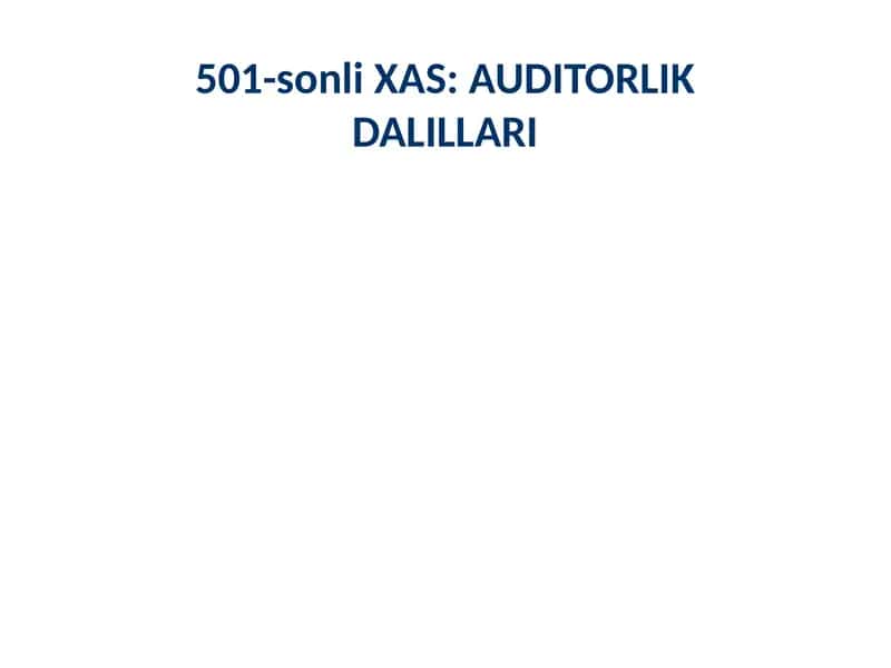 501-sonli XAS: AUDITORLIK DALILLARI 1