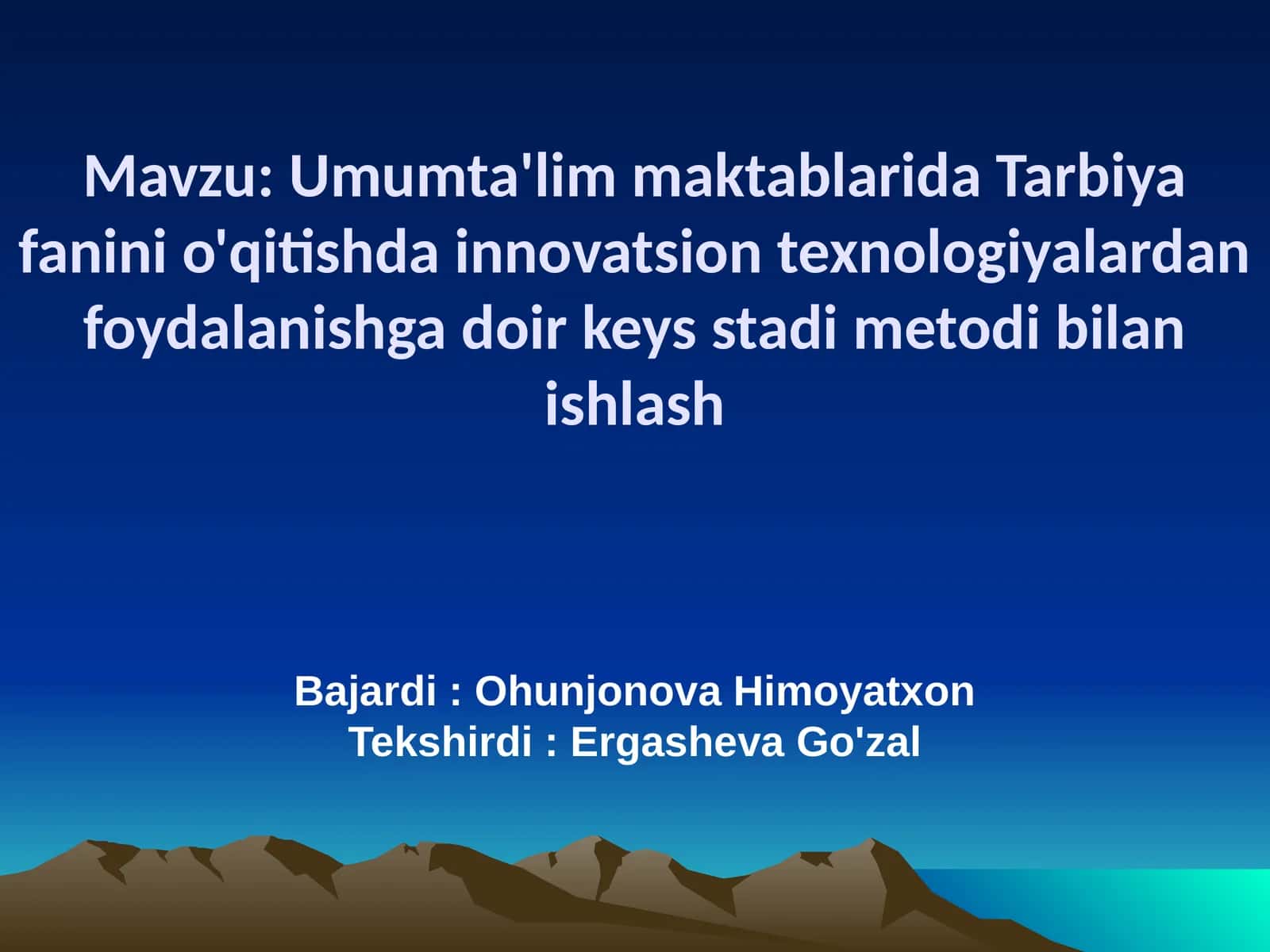 Innovatsion Texnologiyalar Tarbiya Fanlarini O'qitishda 1