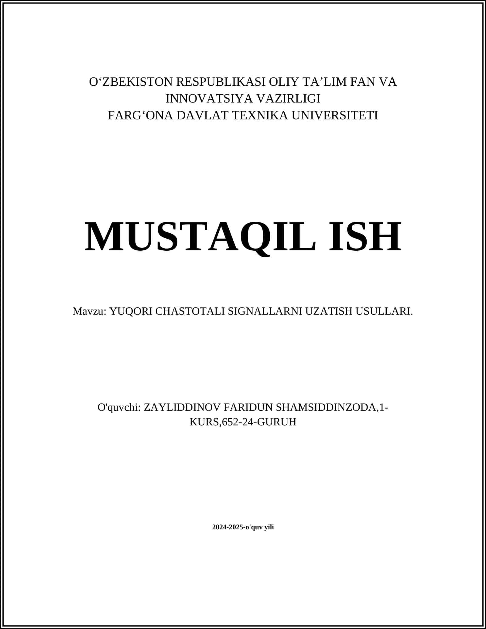Yuqori chastotali signallarni modulyatsiya qilish usullari 1
