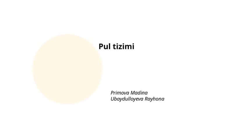 Pul tizimi 1