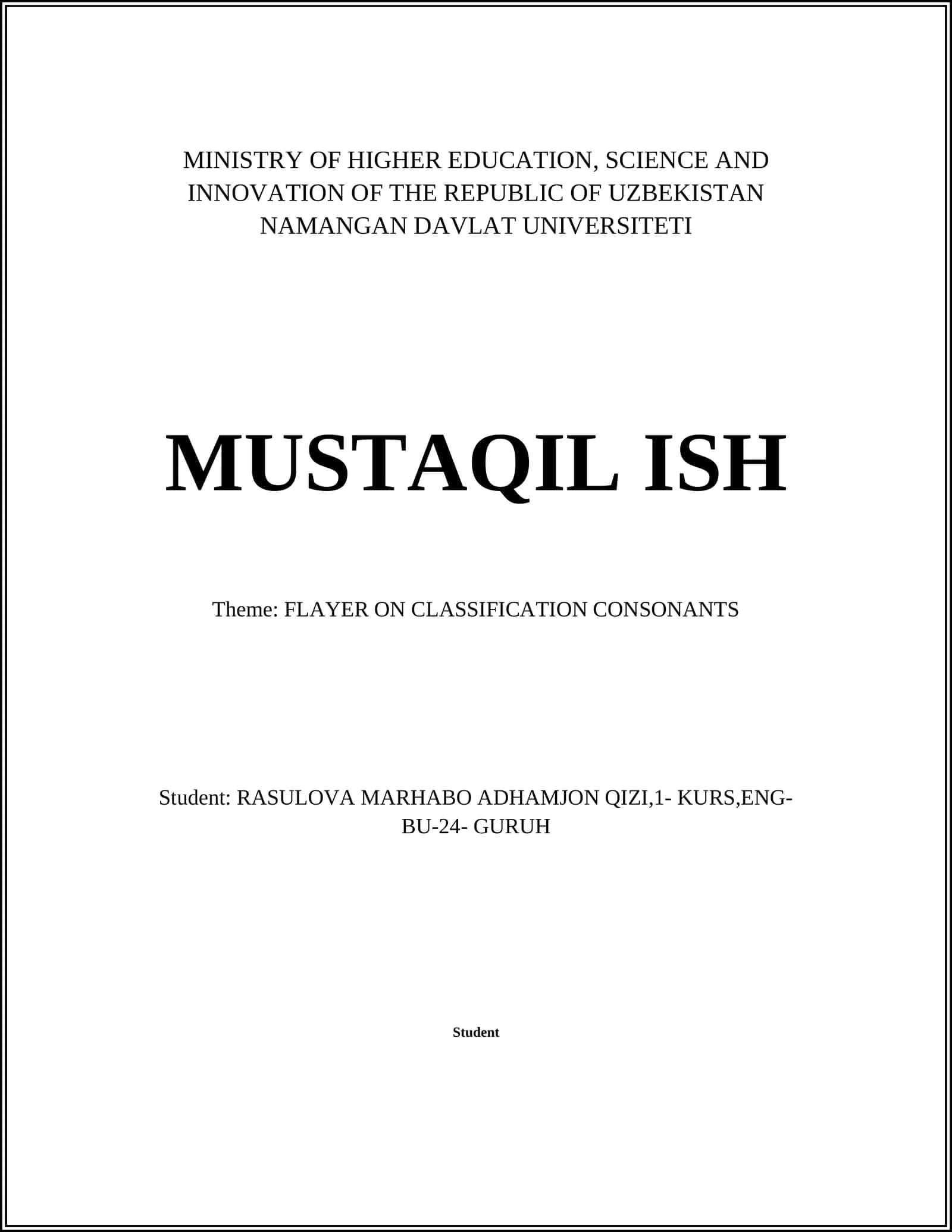 FLAYER ON CLASSIFICATION CONSONANTS 1