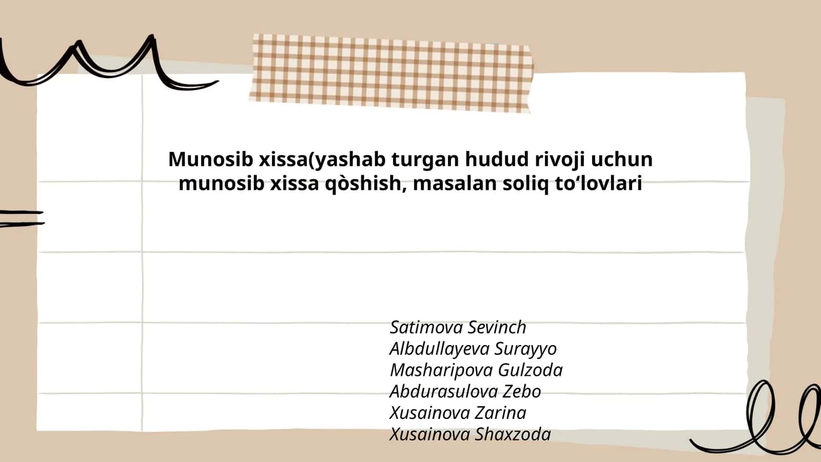 Munosib xissa(yashab turgan hudud rivoji uchun munosib xissa qòshish 1