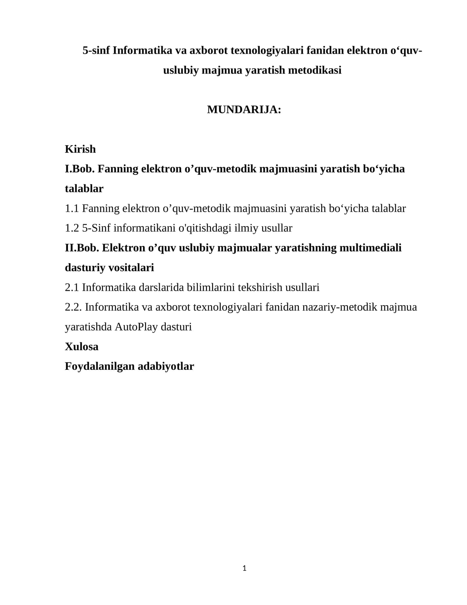5-sinf Informatika va axborot texnologiyalari fanidan elektron o‘quv-uslubiy majmua yaratish metodikasi 1