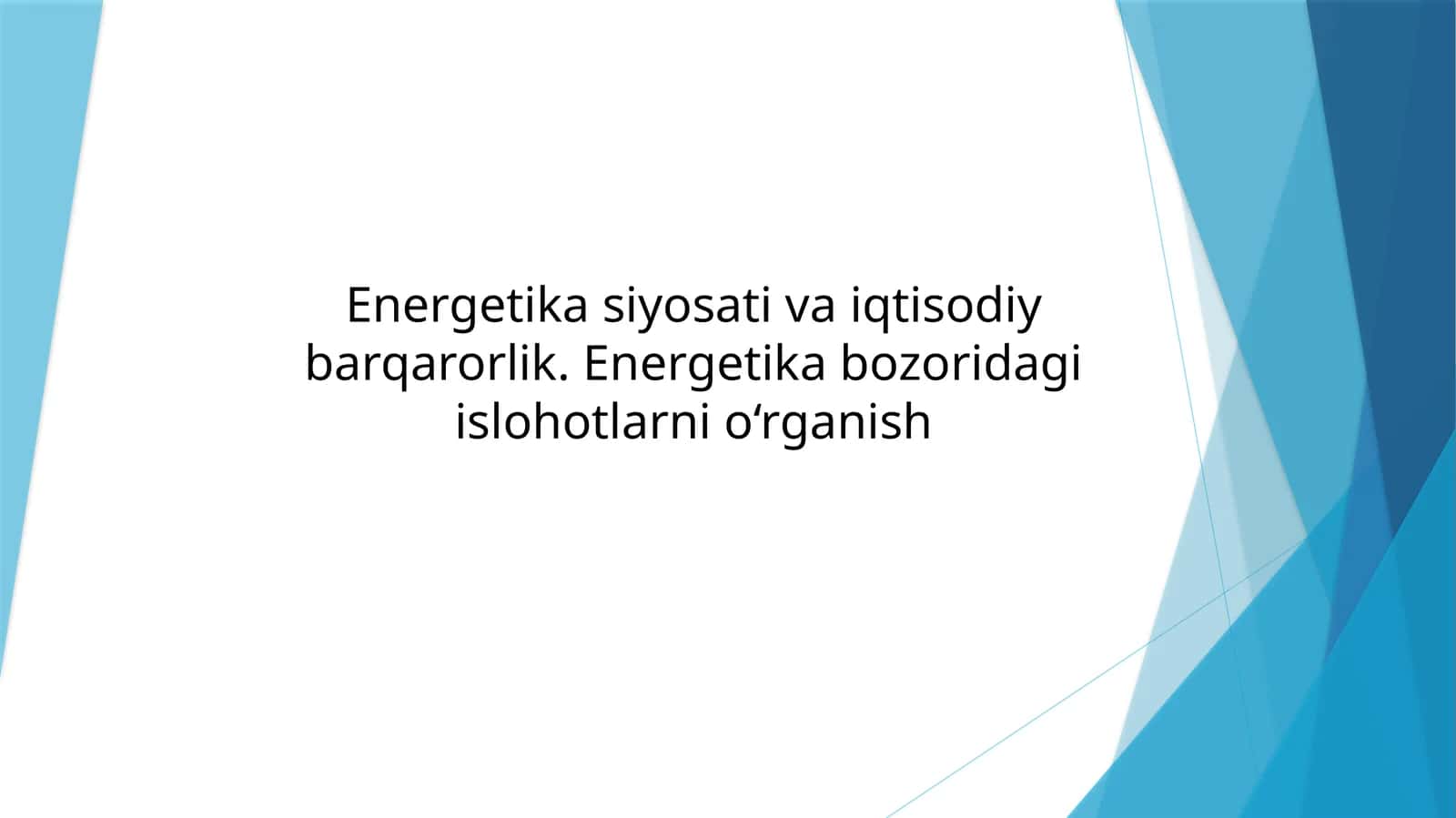 Energetika va iqtisodiy barqarorlik 1