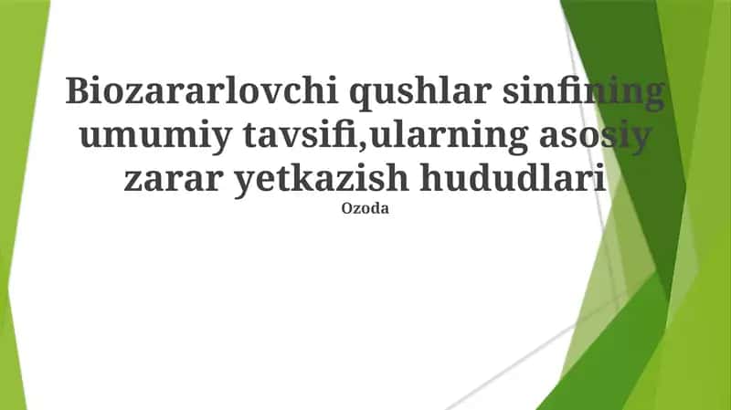 Biozararlovchi Qushlar 1