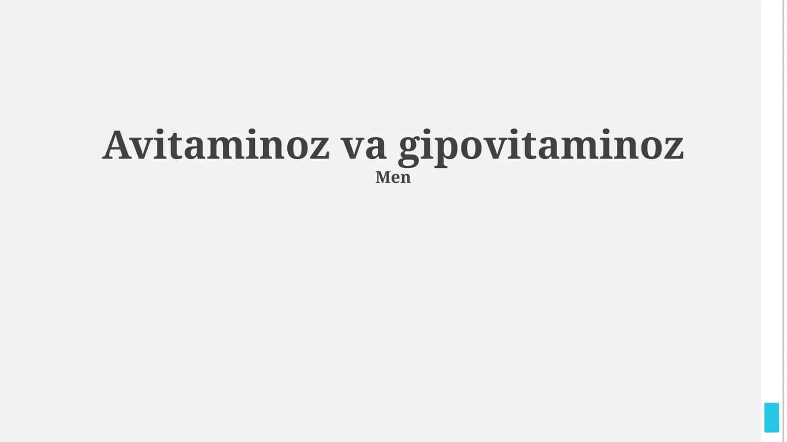 Avitaminoz va gipovitaminoz 1