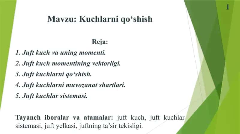 Kuchlarni qoʻshish 1