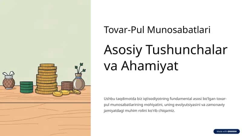 Tovar-Pul Munosabatlari 1