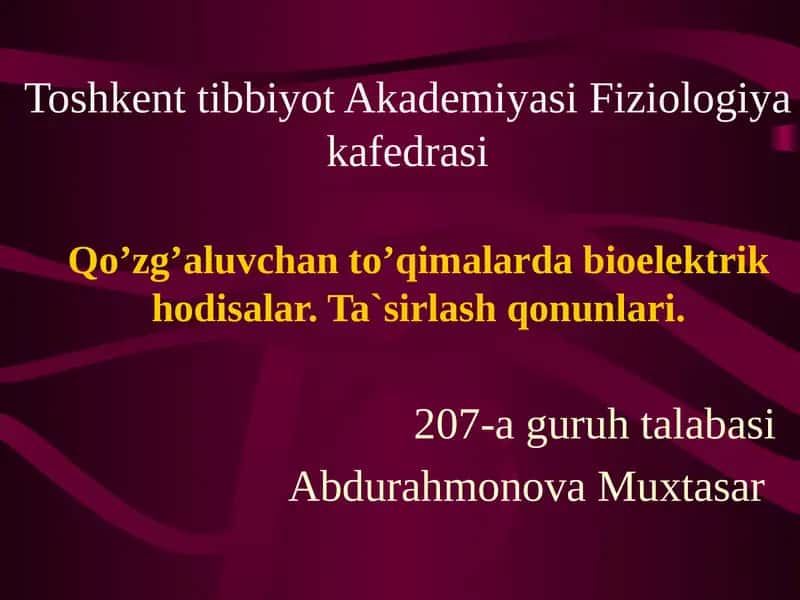 Qo’zg’aluvchanlik, qo’zg’alish 1