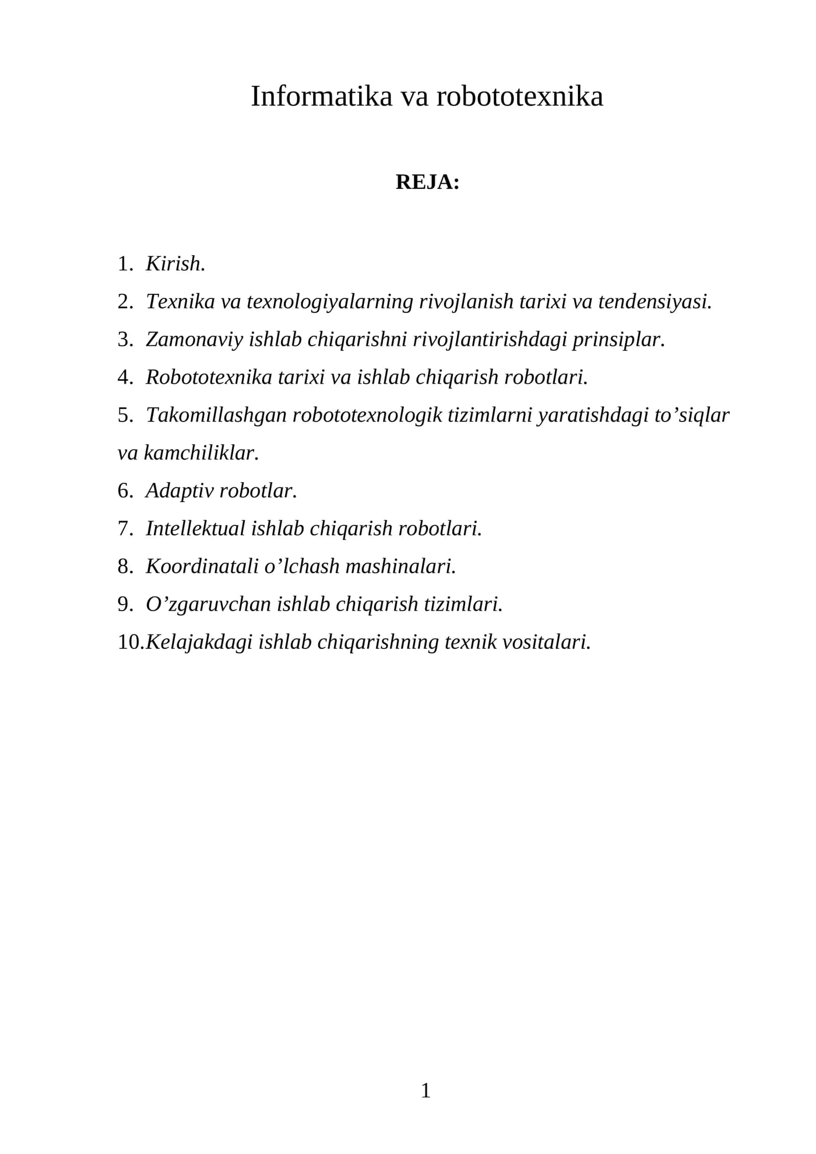 Informatika va robototexnika 1