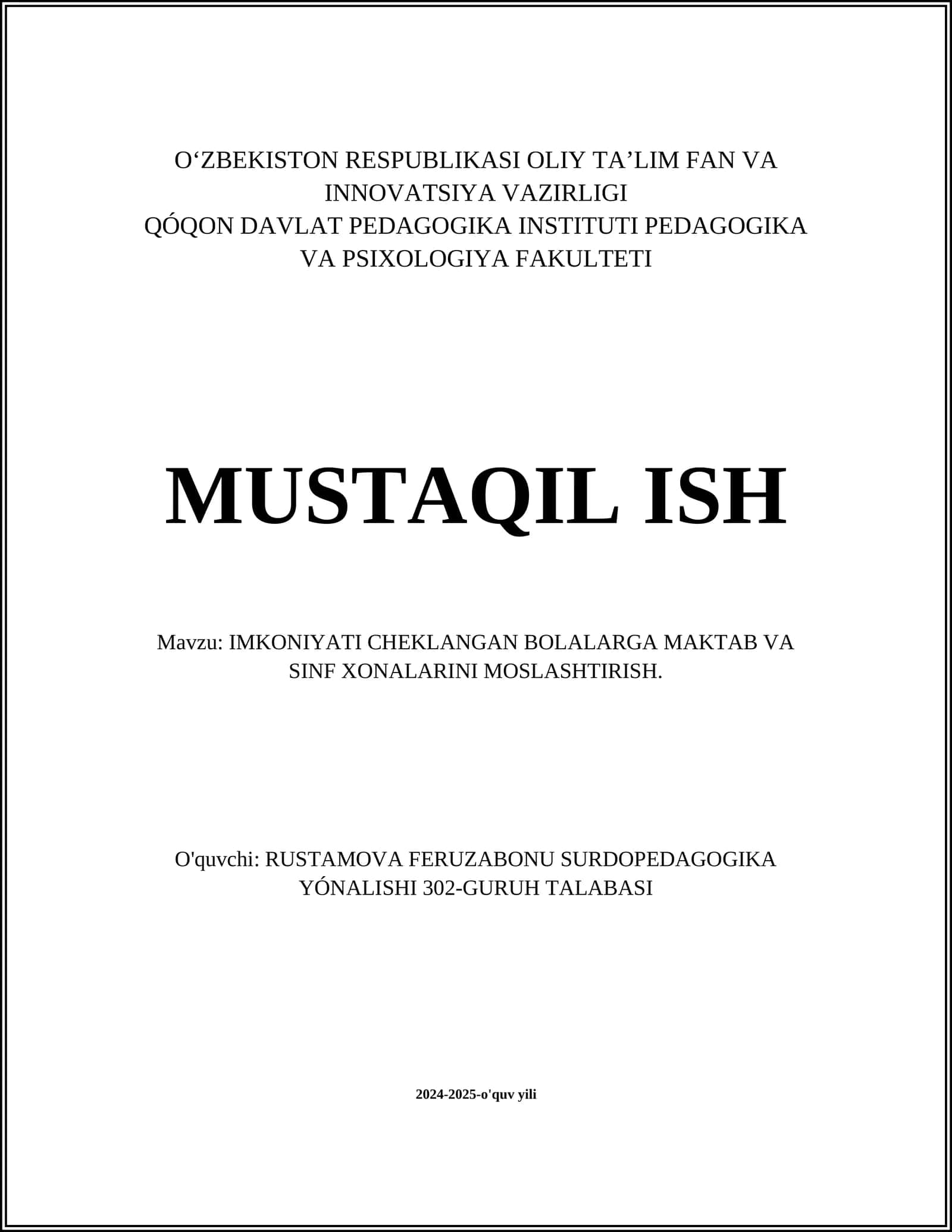 IMKONIYATI CHEKLANGAN BOLALARGA MAKTAB VA SINF XONALARINI MOSLASHTIRISH 1