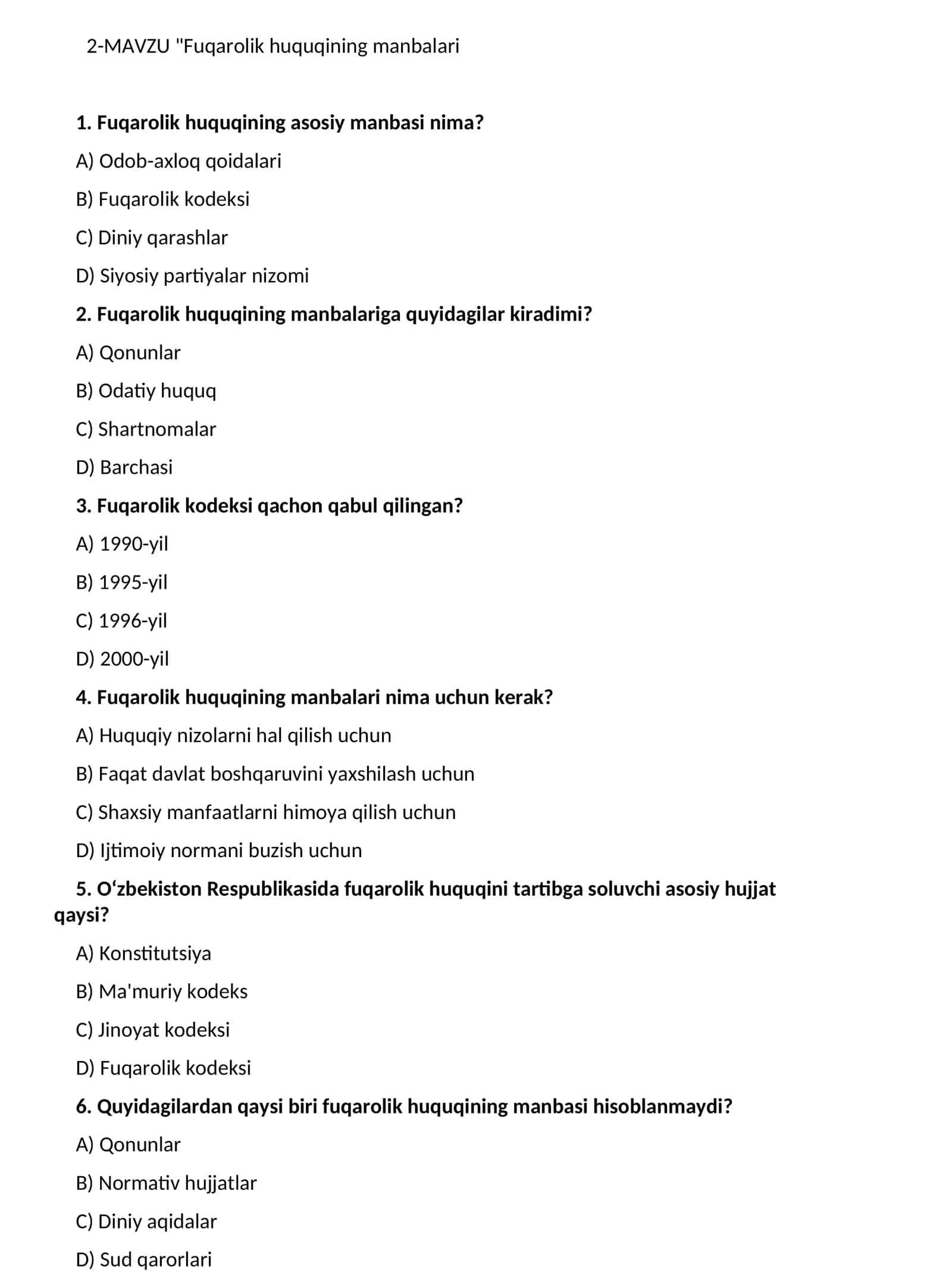 Fuqarolik huquqining manbalari 1
