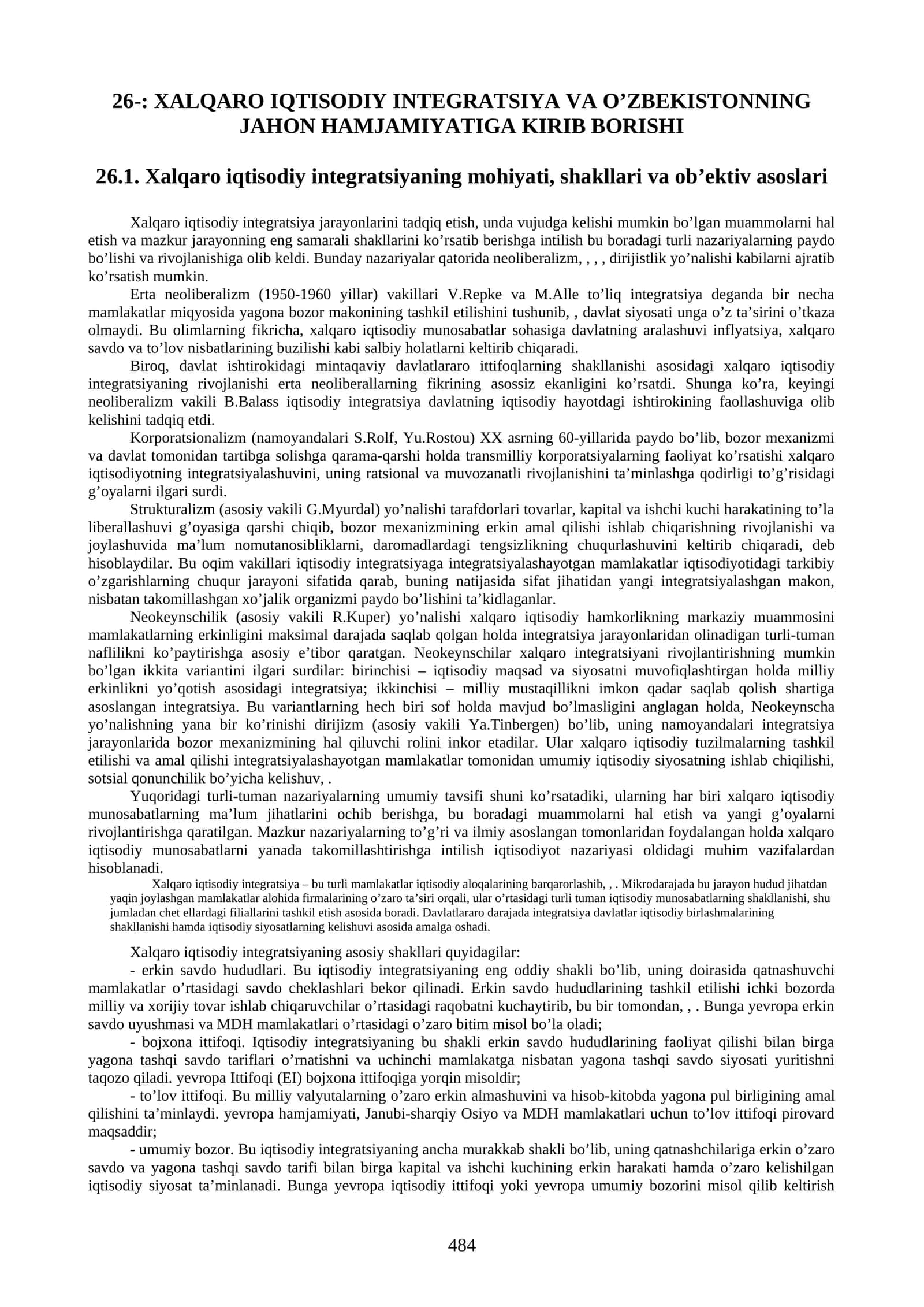 Xalqaro iqtisodiy intеgratsiya va O’zbekistonning jahon hamjamiyatiga kirib borishi 1
