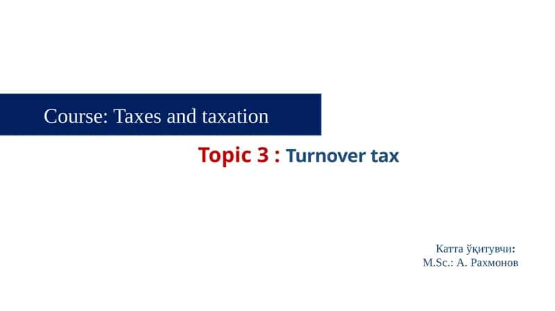 Turnover tax 1