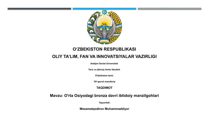 O'rta Osiyodagi bronza davri ibtidoiy manzilgohlari 1