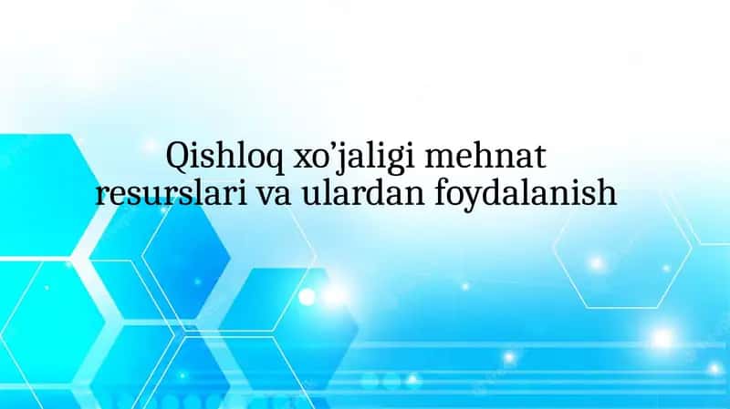 Qishloq xo’jaligi mehnat resurslari va ulardan foydalanish 1